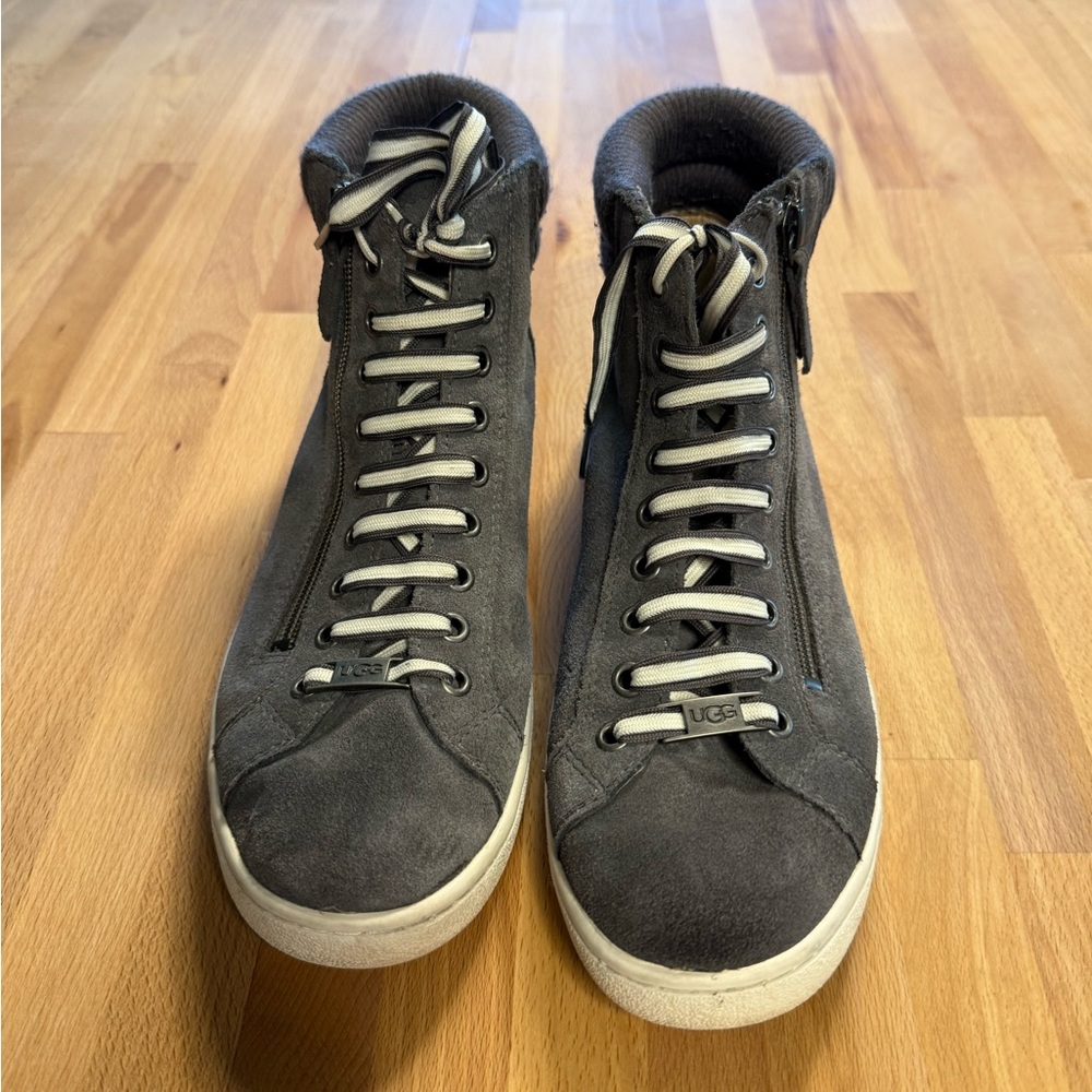 UGG Gray High-Top Sneakers with Suede Finish